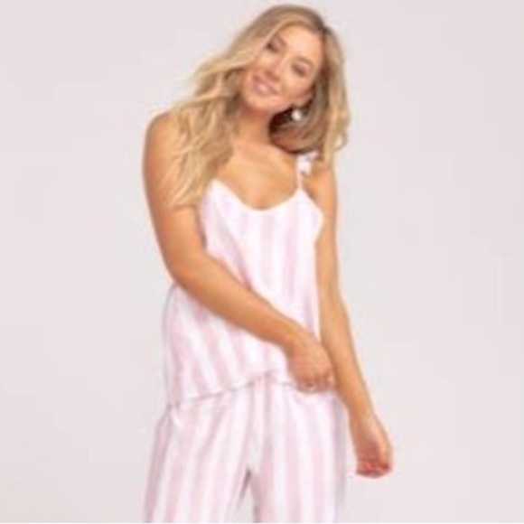 Show Me Your MuMu Tops - Show Me Your Mumu Tea Time Sleepy Stripe Tank Top Pink Medium